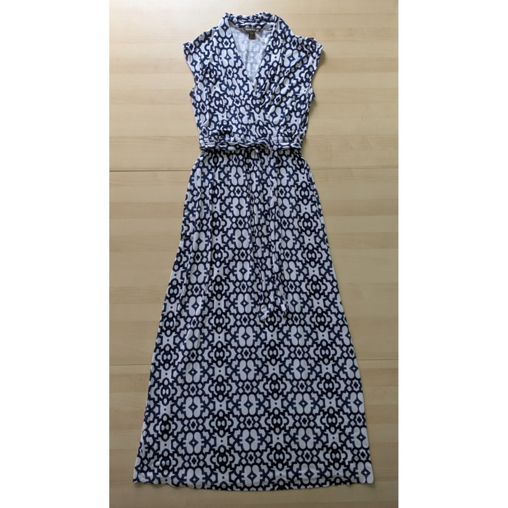 Tommy Bahama Geometric Floral Maxi Dress Wrap Belted Faux Wrap